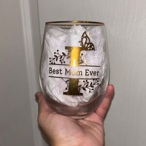 Gold 'Best Mom Ever' Wine Glass